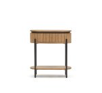 Table de chevet Licia 1 tiroir bois massif de manguier et métal peint en noir 55 x 65 cm