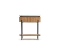 Licia mango wood bedside table with 1 drawer, with a natural finish and metal, 55 x 56 cm