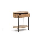 Table de chevet Licia 1 tiroir bois massif de manguier et métal peint en noir 55 x 65 cm