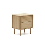 Table de chevet Lenon 2  tiroirs bois et placage chêne 50 x 55 cm