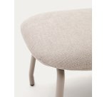 Repose-pied  Belina  en chenille beige avec repose-pied en acier avec finition blanche