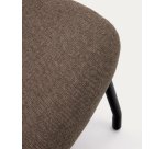 Repose-pied Belina en chenille marron clair et acier avec finition noire