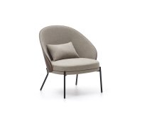Eamy light brown armchair in an ash wood veneer with a wenge finish and black metal