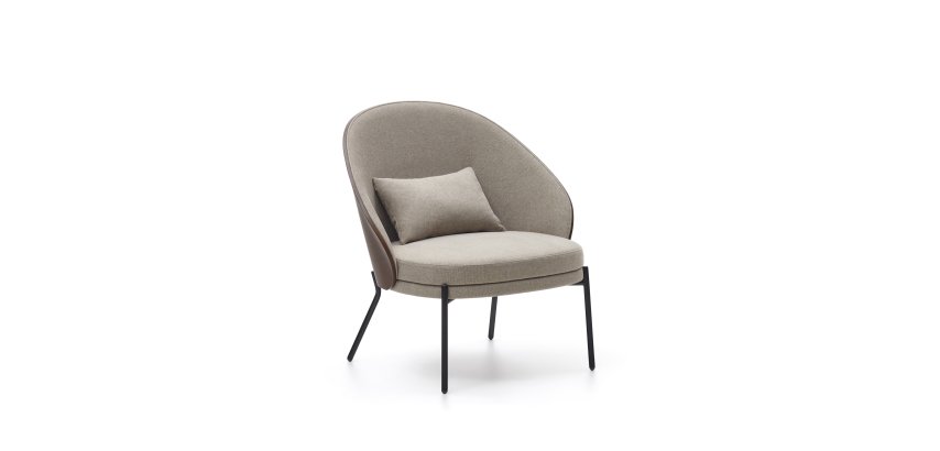 Fauteuil Eamy marron clair placage de frêne finition wengué et métal noir