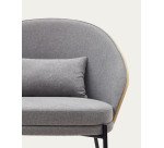 Fauteuil Eamy gris clair placage de frêne naturel et métal finition noire