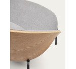 Fauteuil Eamy gris clair placage de frêne naturel et métal finition noire