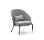 Fauteuil Eamy gris clair placage de frêne finition noire et métal noir