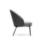 Fauteuil Eamy gris clair placage de frêne finition noire et métal noir