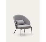 Fauteuil Eamy gris clair placage de frêne finition noire et métal noir