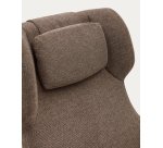 Fauteuil giratoire avec accoudoirs Zalina en chenille marron clair et acier avec finition noire