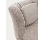 Fauteuil giratoire avec accoudoirs Zalina en chenille beige et acier avec finition noire