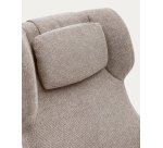 Fauteuil giratoire avec accoudoirs Zalina en chenille beige et acier avec finition noire