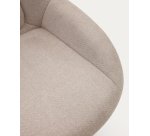 Fauteuil giratoire Celida en chenille beige et acier avec finition noire