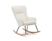 Maustin rocking chair in white shearling with a black steel structure and beech wood