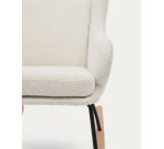 Fauteuil à bascule Maustin en bouclette blanc et structure en acier noir et bois de hêtre