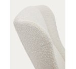 Fauteuil à bascule Maustin en bouclette blanc et structure en acier noir et bois de hêtre