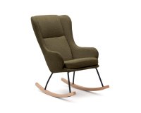 Maustin rocking chair in white shearling with a dark green steel structure and beech wood