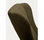 Fauteuil à bascule Maustin bouclette vert foncé et structure en acier noir et bois de hêtre