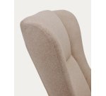 Fauteuil à bascule Maustin chenille beige et structure en acier noir et bois de hêtre