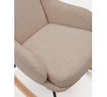 Fauteuil à bascule Maustin chenille beige et structure en acier noir et bois de hêtre