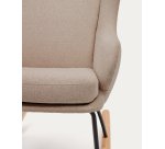 Fauteuil à bascule Maustin chenille beige et structure en acier noir et bois de hêtre