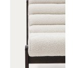 Fauteuil Magira à bouclette blanc et en bois de chêne avec finition foncée