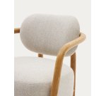 Fauteuil Melqui beige en bois de chêne avec finition naturelle