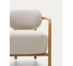 Fauteuil Melqui beige en bois de chêne avec finition naturelle