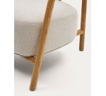 Fauteuil Melqui beige en bois de chêne avec finition naturelle