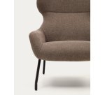 Fauteuil Belina en chenille marron clair et acier avec finition noire