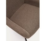 Fauteuil Belina en chenille marron clair et acier avec finition noire