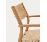 Fauteuil Yalia en bois de chêne finition naturelle et siège en corde de papier
