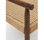 Fauteuil Yalia en bois de chêne finition noyer et siège en corde de papier