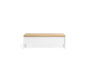 Table basse relevable Abilen en placage de chêne et laqué blanc 110 x 60 cm