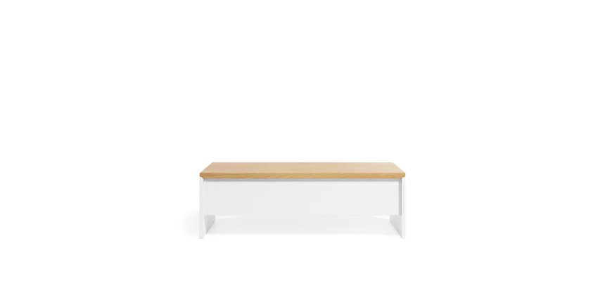 Table basse relevable Abilen en placage de chêne et laqué blanc 110 x 60 cm