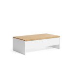 Table basse relevable Abilen en placage de chêne et laqué blanc 110 x 60 cm