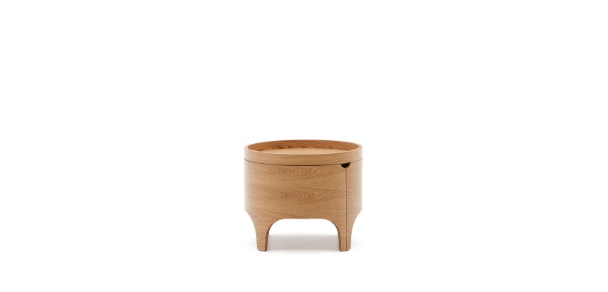 Bedside table Octavia in ash plywood Ø 55 cm