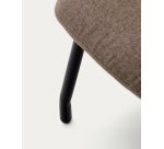 Repose-pied Belina en chenille marron clair et acier avec finition noire