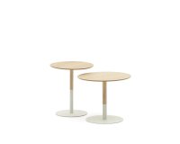 DE_Ensemble de 2 tables d'appoint Watse placage chêne et métal peint blanc mat Ø 40 cm/Ø 48 cm