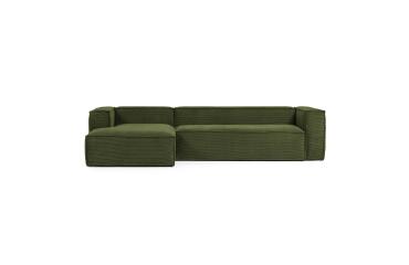 Bank Blok 4 zitplaatsen met linker chaise longue groen 330 cm