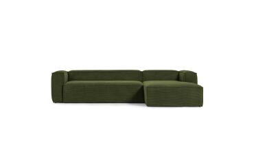 Bank Blok 4 plaatsen met rechts chaise longue groen 330 cm