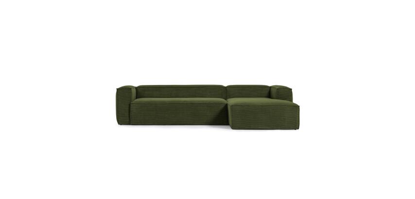 Canapé Blok 4 places méridienne droite vert 330 cm