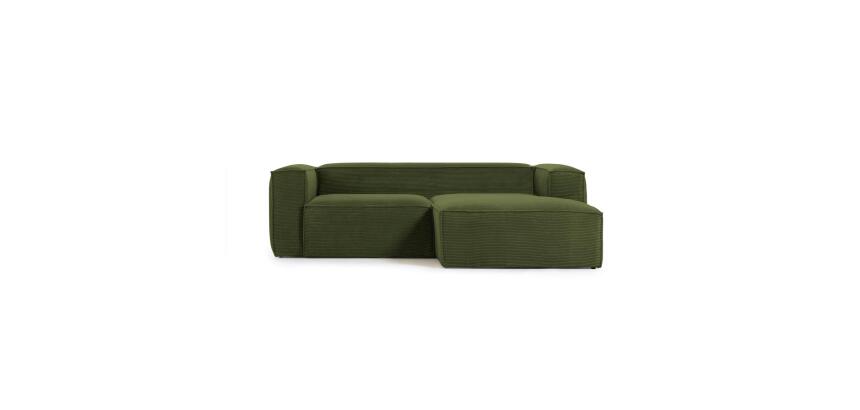 Canapé Blok 2 Plätze, rechte Ottomane, grün, 240 cm.