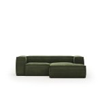 Canapé Blok 2 Plätze, rechte Ottomane, grün, 240 cm.