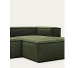Canapé Blok 2 Plätze, rechte Ottomane, grün, 240 cm.