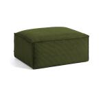 Repose-pieds Blok velours à grosses côtes vert 90 x 70 cm