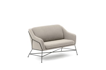 Canapé Brida 2 places beige et pieds en acier avec finition noire 128 cm