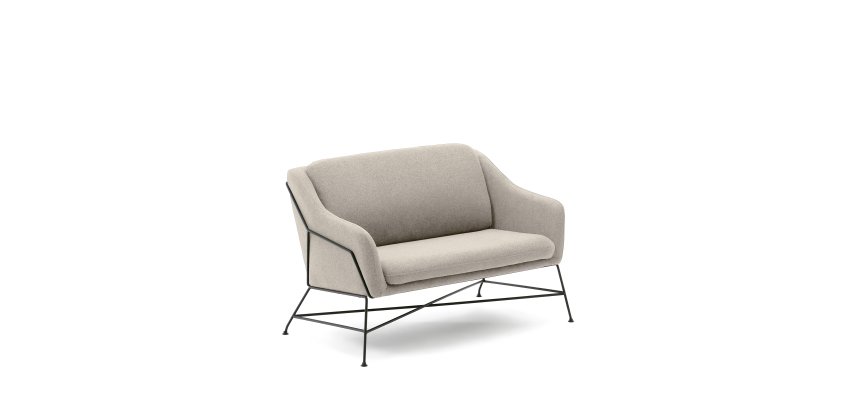 Canapé Brida 2 places beige et pieds en acier avec finition noire 128 cm