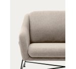 Canapé Brida 2 places beige et pieds en acier avec finition noire 128 cm