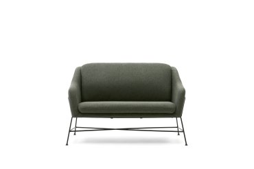 Canapé Brida 2 places vert et pieds en acier avec finition noire 128 cm